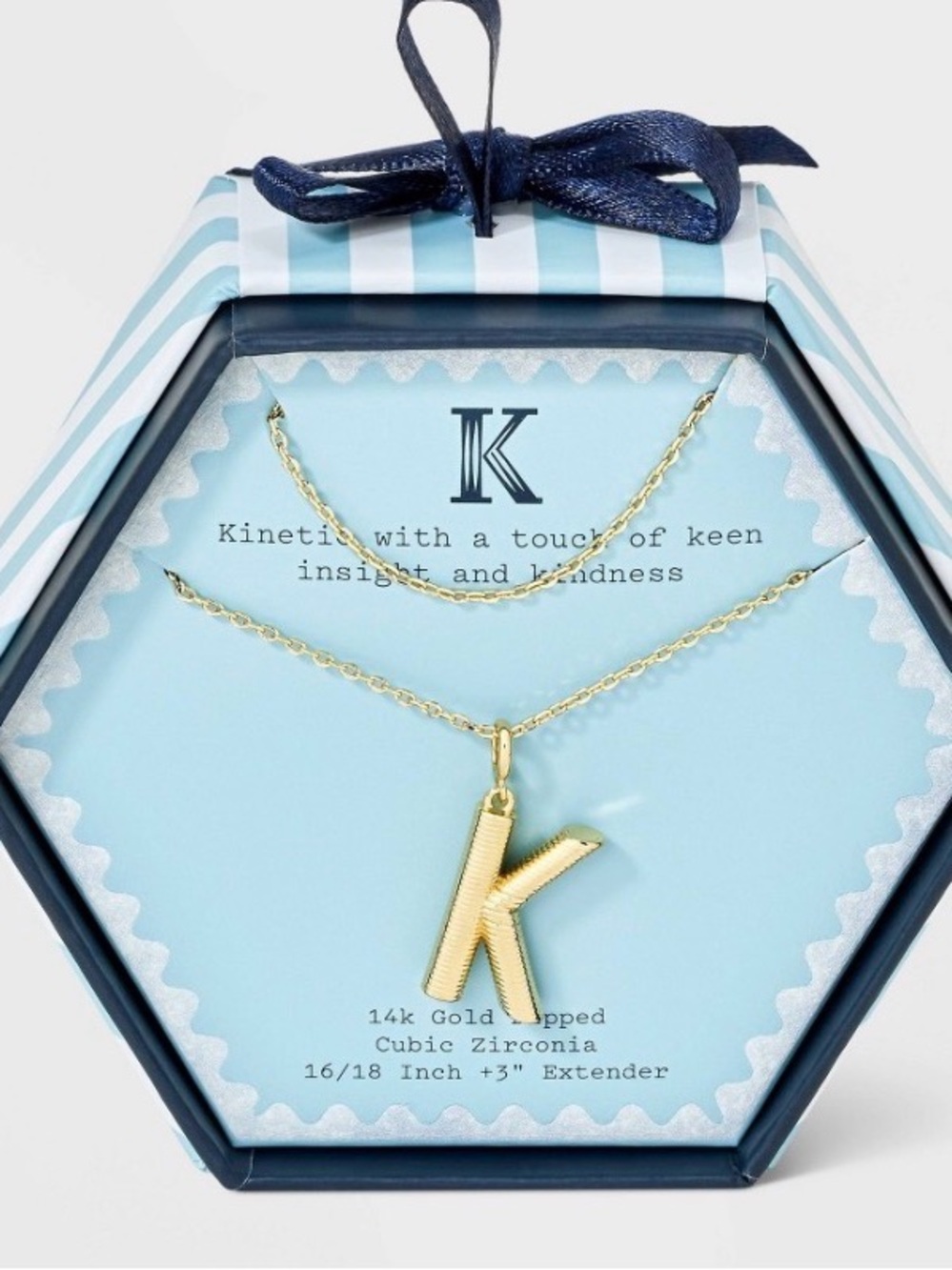 14k gold dipped  16/18” + 3” extender necklace letter K